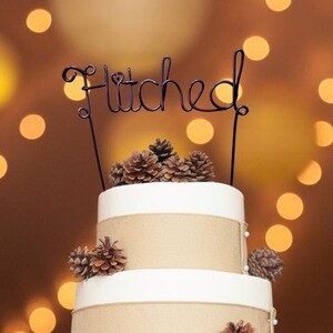 Wedding Cake Topper Wire Cake Topper Hitched Cake Topper Personalized Cake Topper Rustic Cake Topper Name Cake Topper image 1