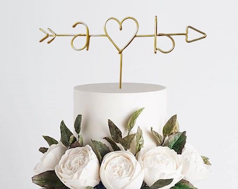 Arrow and Initials Wire Cake Topper - Rustic Cake Topper - Personalized Cake Topper - Rustic Chic - Name Cake Topper - Wedding - Engagement