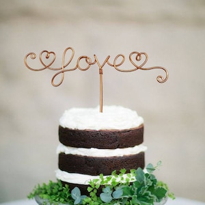 Love Cake Topper - Wire Cake Topper - Rustic Cake Topper - Wedding Cake Topper - Rustic Chic - Gold Cake Topper - Copper - Hearts