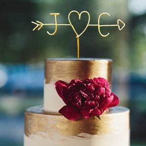 Rustic Cake Topper - Wire Cake Topper - Arrow & Initials Cake Topper - Personalized Cake Topper - Rustic Chic - Name Cake Topper - Wedding