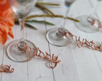 Wire Wine Charms - Rustic Wine Charms - Personalized Wine Charms - Name Wine Charm - Custom Wine Charm - Champagne Charm - Wine Accessory