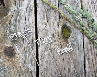 Segnalini da giardino in filo metallico - Cartello rustico da giardino - Segnalini personalizzati per erbe aromatiche - Segnalini per piante - Paletti da giardino - Piante in vaso - Giardino delle erbe aromatiche