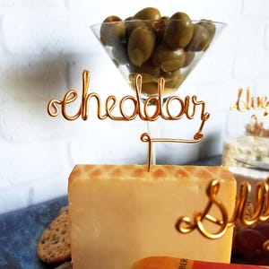 Wire Cheese Markers - Rustic Cheese Marker - Wine and Cheese - Gold - Copper - Rose Gold - Cheese Picks - Cheese Board - Cheese Tags