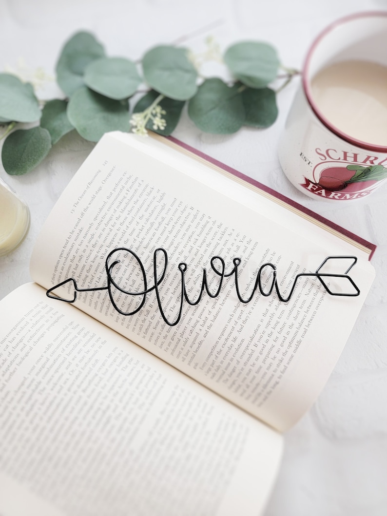 Custom Name Arrow Wire Bookmark Page Marker Custom Personalized Planner Accessories Gift High School College Book Lover Bookworm Bibliophile image 1