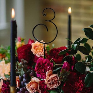 Fairytale Font Wire Table Numbers Rustic Elegant Wedding Centerpiece Reception Decor Metal Non Tarnish Moody Gothic Dark Academia