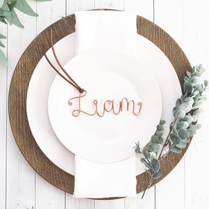 Tarjeta de recuerdo de boda con nombre personalizado en alambre, etiqueta de caligrafía, decoración de mesa de gamuza, estilo moderno, rústico, elegante, bohemio, a medida, personalizada