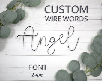 Custom Wire Words Angel Font 2mm Personalized Wall Phrase Quote Lyrics House Warming Gift Metal Bespoke Art Rose Gold Gallery Anniversary