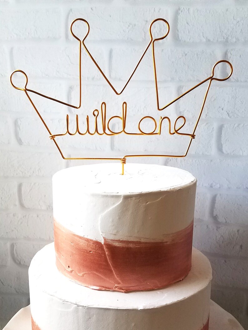 Wild One Cake Topper Wire Cake Topper Birthday Cake Topper Crown Cake Topper Rustic Chic Where the Wild Things Are King Prince image 2