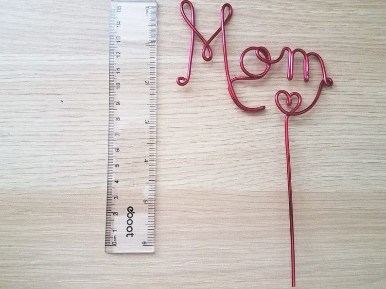 Wire Mom Cake Topper Mom Cake Topper Copper Cake Topper Mother's Day Cake Topper Rustic Chic Gift For Mom Mother's Day Gift image 2