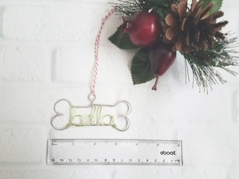Custom Wire Dog Name Ornament Personalized Wire Ornament Dog Bone Family Pet Lover Owner Gift Christmas Holiday Rustic Chic Industrial image 8
