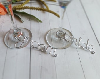 Wire Wine Charms - Rustic Wine Charms - Personalized Wine Charms - Name Wine Charm - Custom Wine Charm - Champagne Charm - Groom Bride