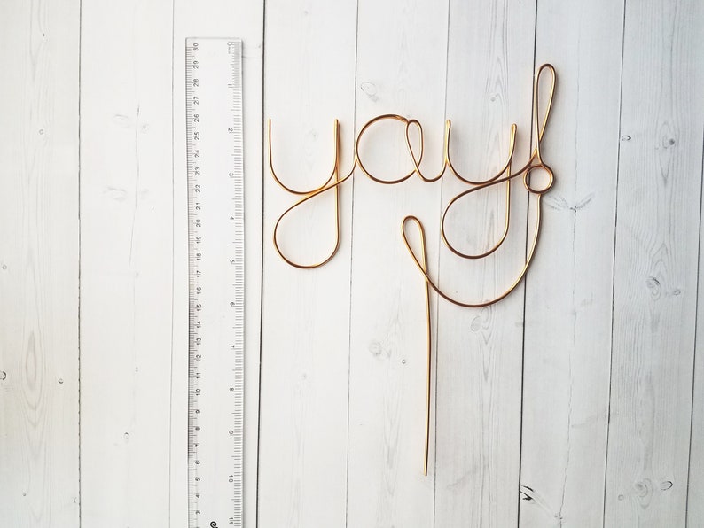 Yay Wire Cake Topper Rustic Chic Cake Topper Wire Cake Topper Wedding Cake Topper Rustic Chic Gold Cake Topper Engagement image 2