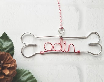 Custom Wire Dog Ornament - Personalized Wire Ornament - Dog Bone - Pet Ornament - Christmas Ornament - Dog Name Ornament