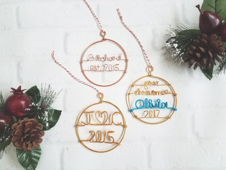 Custom Last Name Ornament Wire Ornament Family Ornament Personalized Christmas Ornament Newlyweds Ornament Our First Christmas image 4