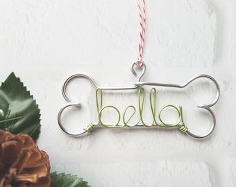 Custom Wire Dog Ornament - Personalized Wire Ornament - Dog Bone - Pet Ornament - Christmas Ornament - Dog Name Ornament