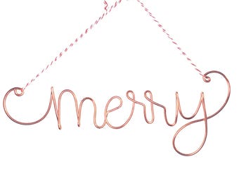 Wire Christmas Ornament - Noel Jolly Merry - Holiday Decor - Simple Chic Boho - Metal Industrial Reusable - Country Cottage Rustic