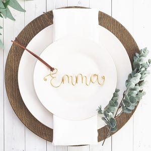 Tarjeta de recuerdo de boda con nombre personalizado en alambre, etiqueta de caligrafía, decoración de mesa de gamuza, estilo moderno, rústico, elegante, bohemio, a medida, personalizada
