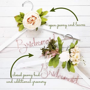 Bride Hanger With Pink Peony Flower First and Last Name Personalized Hanger Custom Hanger Bridal Hanger Bride Bridal Shower Gift Bridesmaid image 4