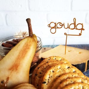 Wire Cheese Markers - Rustic Cheese Marker - Wine and Cheese - Gold - Copper - Rose Gold - Cheese Picks - Cheese Board - Cheese Tags