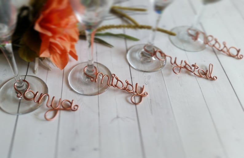 Wire Wine Charms Rustic Wine Charms Personalizado Wine Charms Name Wine Charm Custom Wine Charm Champagne Charm Hubby Wifey imagen 4