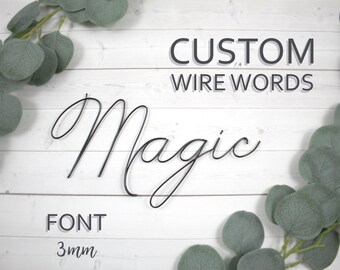 Custom Wire Words Magic Font 3mm Personalized Wall Phrase Quote Lyrics House Warming Gift Metal Bespoke Art Rose Gold Gallery Anniversary