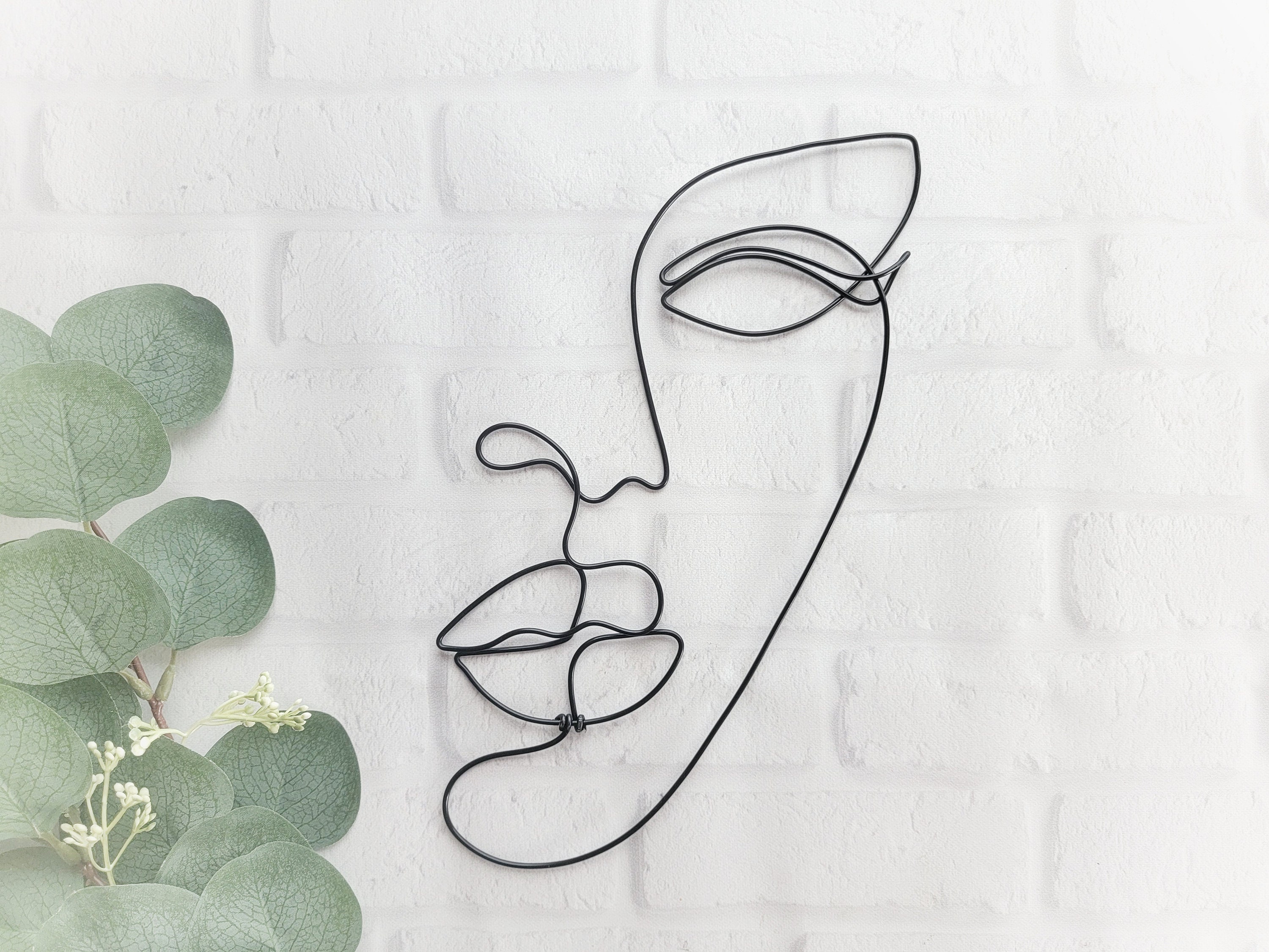 Female Portrait Wire Sculpture Wall Hanging Single Line Art Etsy