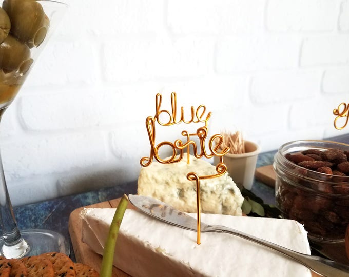 Wire Cheese Markers - Rustic Cheese Marker - Wine and Cheese - Gold - Copper - Rose Gold - Cheese Picks - Cheese Board - Cheese Tags