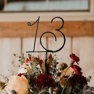 Fairytale Font Wire Table Numbers Rustic Elegant Wedding Centerpiece Reception Decor Metal Non Tarnish Moody Gothic Dark Academia