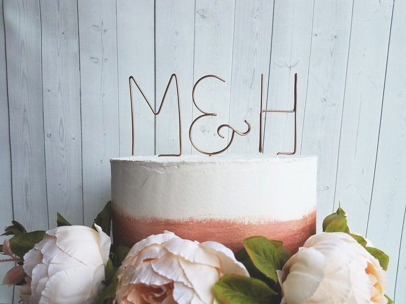 Rustic Wire Monogram Initials Cake Topper Chic Wedding Anniversary Engagement Shower Personalized Custom Letters Ampersand image 3