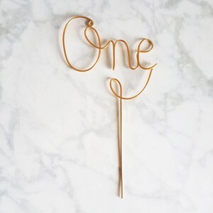 One Wire Cake Topper - Number Cake Topper - Wire Cake Topper - Birthday Cake Topper - Rustic Chic - Copper Cake Topper - Gold Cake Topper image 3