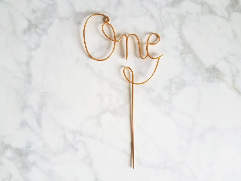 One Wire Cake Topper - Number Cake Topper - Wire Cake Topper - Birthday Cake Topper - Rustic Chic - Copper Cake Topper - Gold Cake Topper image 3