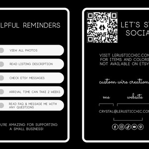a black and white business card with a qr code