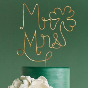 Mr Shamrock Mrs - Rustic Cake Topper - Wire Cake Topper - Saint Patrick&#39;s Day Wedding Cake Topper - Irish Wedding - Rose Gold - Copper