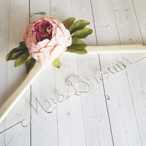 Wedding Dress Hanger With Flower Personalized Hanger Custom Hanger Bride Hanger Bridal Hanger Bride Gift Bridal Shower Gift image 3