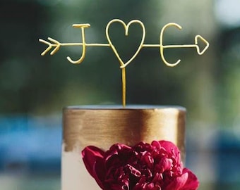 Rustic Cake Topper - Wire Cake Topper - Arrow & Initials Cake Topper - Personalized Cake Topper - Rustic Chic - Name Cake Topper - Wedding