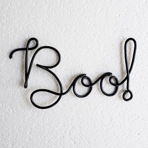 Boo Wire Word Pumpkin Decor Sign Front Porch Halloween Fall Autumn Curb Appeal Gift Metal Bespoke Industrial Personalized Custom Reusable image 2