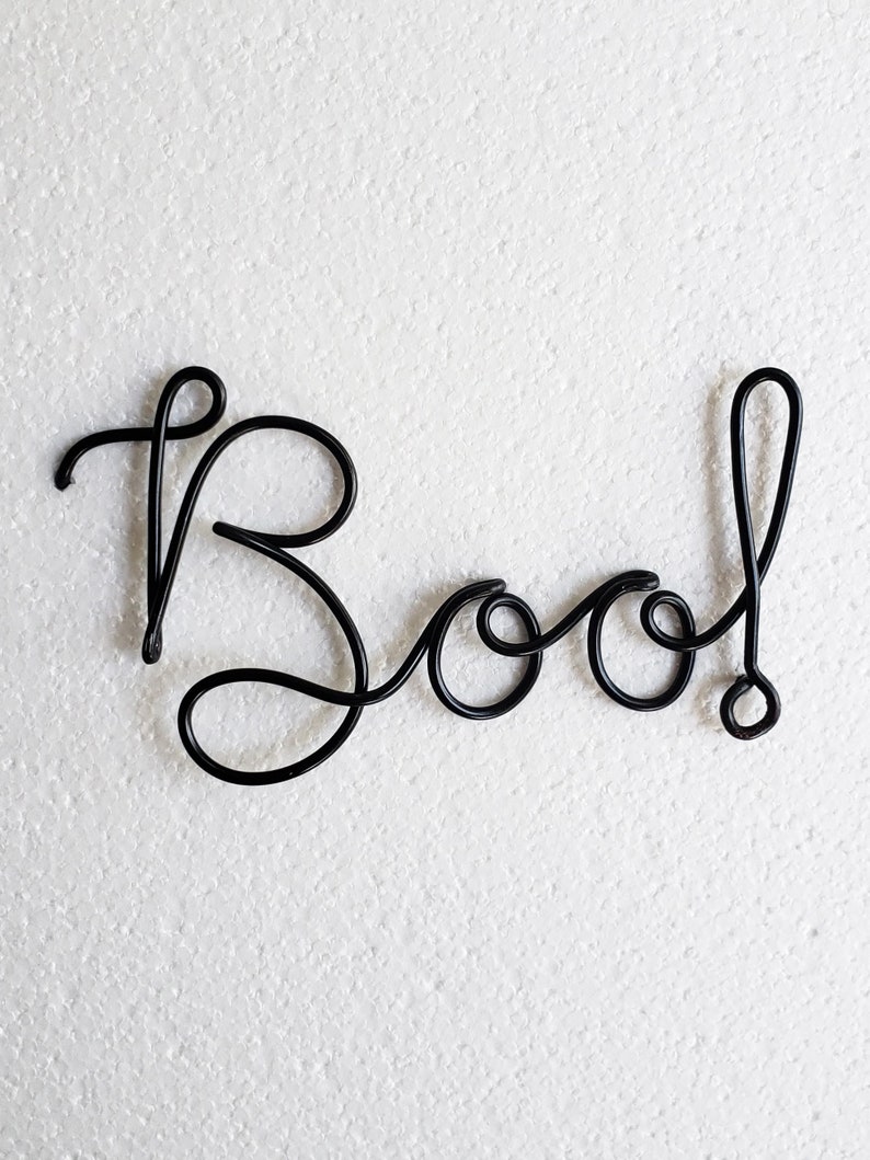 Boo Wire Word Pumpkin Decor Sign Front Porch Halloween Fall Autumn Curb Appeal Gift Metal Bespoke Industrial Personalized Custom Reusable image 2