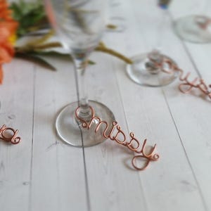 Wire Wine Charms - Rustic Wine Charms - Personalized Wine Charms - Name Wine Charm - Custom Wine Charm - Champagne Charm - Bridal Party