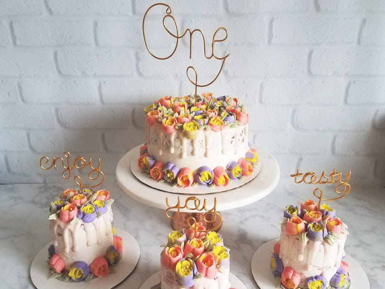 One Wire Cake Topper - Number Cake Topper - Wire Cake Topper - Birthday Cake Topper - Rustic Chic - Copper Cake Topper - Gold Cake Topper image 2