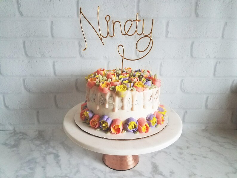 Ninety Wire Cake Topper Number Cake Topper Wire Cake Topper Birthday Cake Topper Rustic Chic Copper Cake Topper Gold Cake Topper image 1