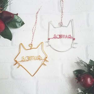 Custom Wire Cat Ornament Personalized Wire Ornament Cat Ornament Pet Ornament Christmas Ornament Cat Name Ornament image 4