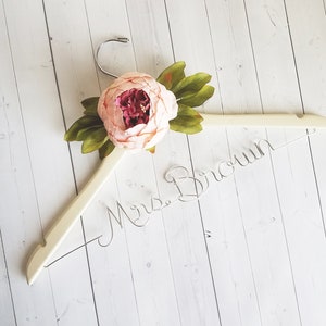 Wedding Dress Hanger With Flower Personalized Hanger Custom Hanger Bride Hanger Bridal Hanger Bride Gift Bridal Shower Gift image 2