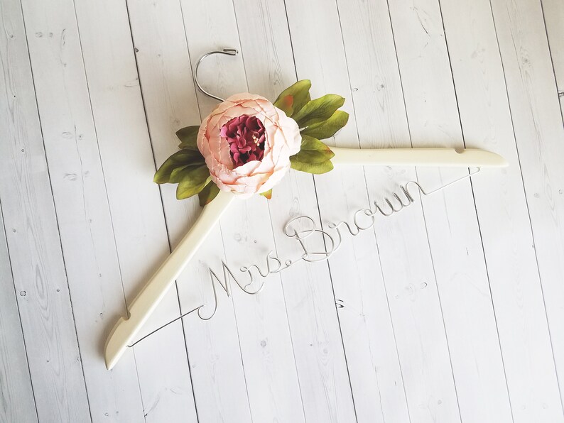 Wedding Dress Hanger With Flower Personalized Hanger Custom Hanger Bride Hanger Bridal Hanger Bride Gift Bridal Shower Gift image 2