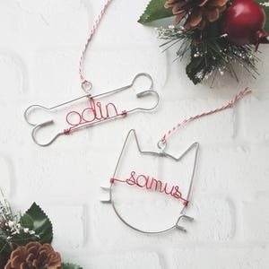 Custom Wire Cat Ornament Personalized Wire Ornament Cat Ornament Pet Ornament Christmas Ornament Cat Name Ornament image 5