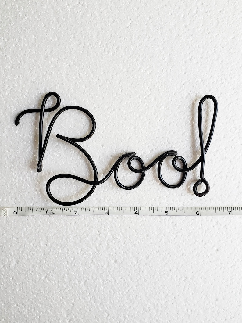 Boo Wire Word Pumpkin Decor Sign Front Porch Halloween Fall Autumn Curb Appeal Gift Metal Bespoke Industrial Personalized Custom Reusable image 3