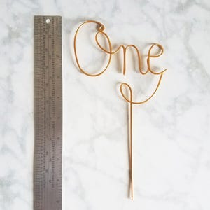 One Wire Cake Topper - Number Cake Topper - Wire Cake Topper - Birthday Cake Topper - Rustic Chic - Copper Cake Topper - Gold Cake Topper image 4
