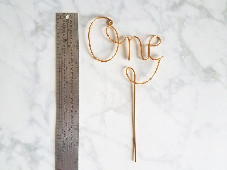 One Wire Cake Topper - Number Cake Topper - Wire Cake Topper - Birthday Cake Topper - Rustic Chic - Copper Cake Topper - Gold Cake Topper image 4