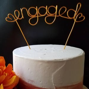 Rustic Cake Topper - Wire Cake Topper - Engaged Cake Topper - Wedding Cake Topper - Rustic Chic - Gold Cake Topper - Engagement Cake Topper