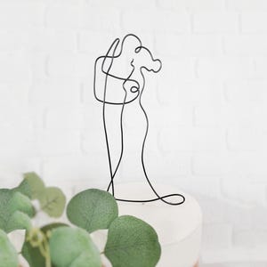 Küssen Tanzendes Paar Draht-Hochzeitstorte Topper Braut Bräutigam Minimalistisch Einfach Elegant Rustikal Schick wiederverwendbar Metall Industriell