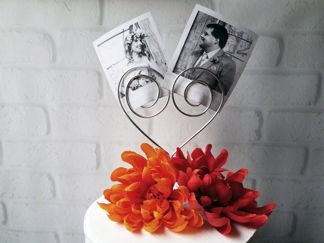 Wire Picture Holder Cake Topper Rustic Cake Topper Photo Holder Cake